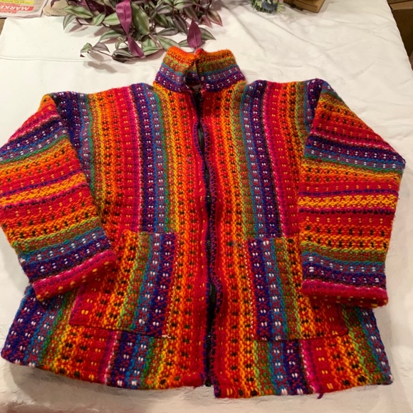 Alpaca Wool Rainbow  jacket Eden’s Rose - Picture 1 of 6